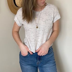 Cropped white & gray casual tee